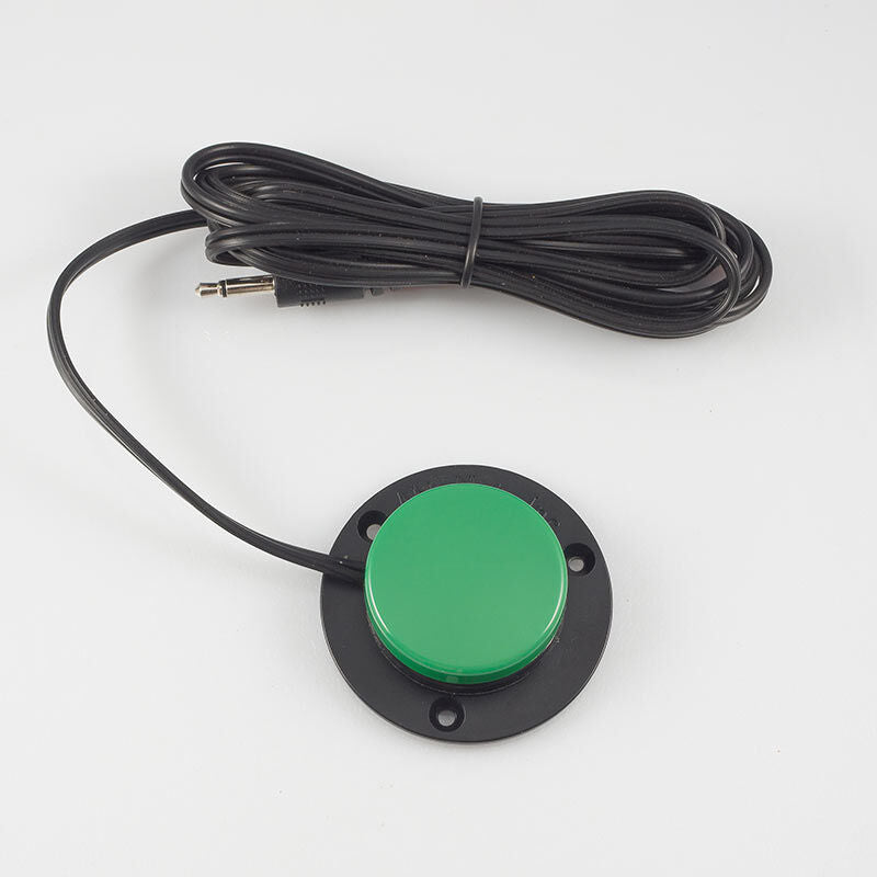 Open Sesame spec switch: round green button on a long cable