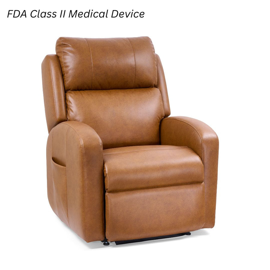 Golden EZ Sleeper Slim lift chair in brown leather
