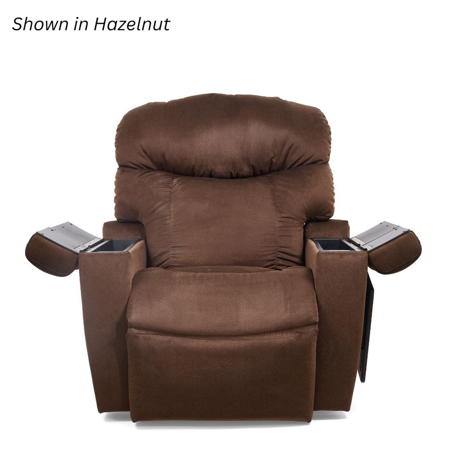 Golden Cloud+ Luxe lift chair in brown with side tables
