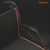 Close view of the Feather Chair backrest and armrest