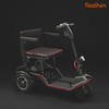 Feather Power Scooter, black with red trim, on a dark background