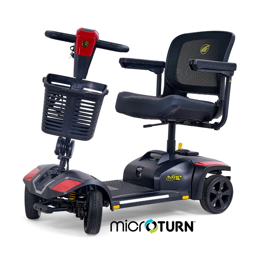 Golden Buzzaround XL+ 4-wheel scooter with red trim