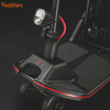 Close view of the Feather Power Scooter headlight and floorboard