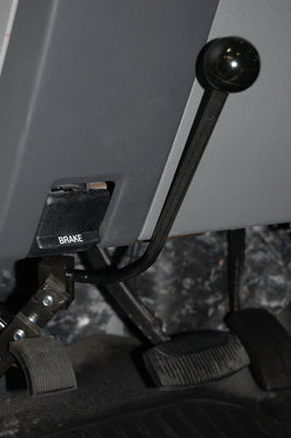 MPS parking brake extension handle installed under a dashboard