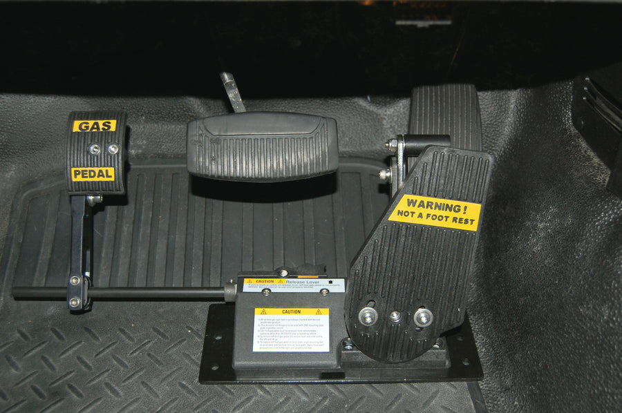 MPS left foot accelerator pedal installed on a vehicle floor