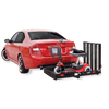 Harmar AL001 carrying a red scooter behind a red car