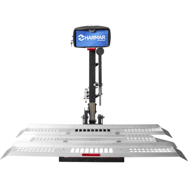 Harmar AL100-DE scooter lift with a three-piece platform