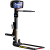 Harmar AL580 (base model shown) power wheelchair lift with a narrow platform and hold-down arm, on white