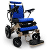ComfyGO Majestic IQ-8000 power wheelchair with blue quilted upholstery