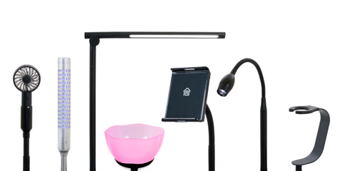 Golden lift chair accessory Essential Oil Diffuser; the photo shows Golden's full set of optional lift chair accessories