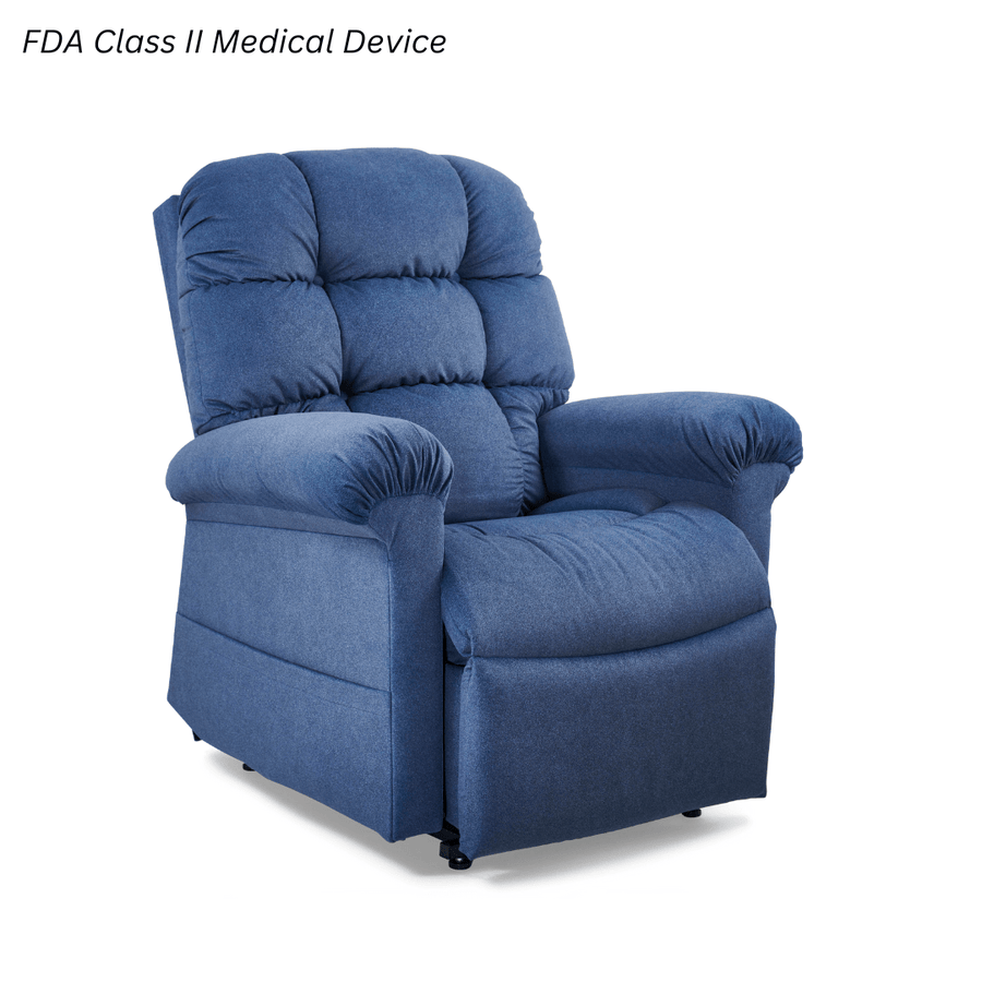 Golden Cloud lift chair in blue fabric