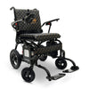 ComfyGO Phoenix folding power wheelchair with black quilted upholstery