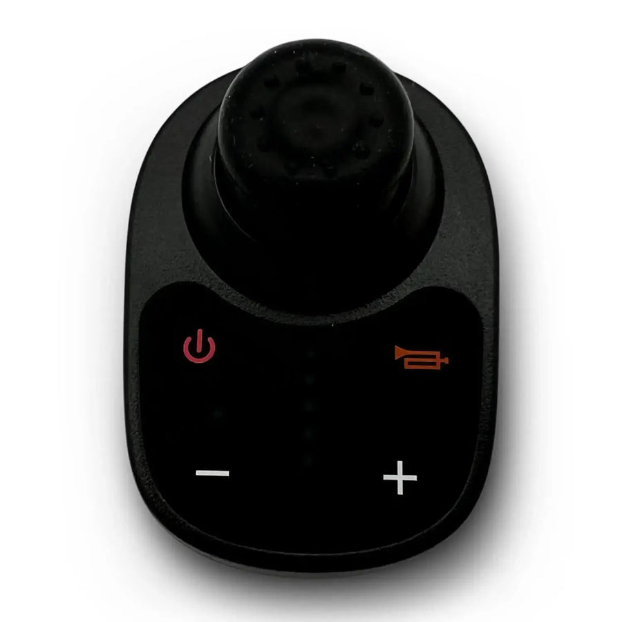 ComfyGO wireless caregiver remote with joystick and buttons, top view