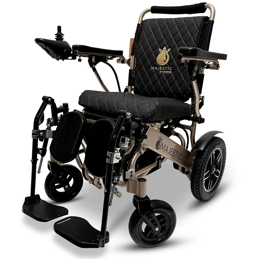 ComfyGO power wheelchair with both leg rests raised