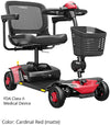 Pride Go Go Elite Traveller Platinum 4-wheel scooter with matte red trim