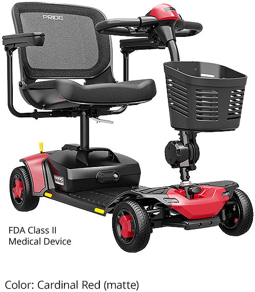 Pride Go Go Elite Traveller Platinum 4-wheel scooter with matte red trim