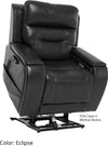 Pride VivaLift! Premier power lift recliner in black leather, raised to stand