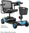 Pride Go Go Elite Traveller Platinum 4-wheel scooter with matte blue trim