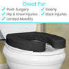 Cushioned Toilet Seat Riser, Black, 2 Inch Soft