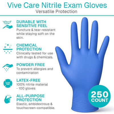 Nitrile Exam Gloves, 250 Count