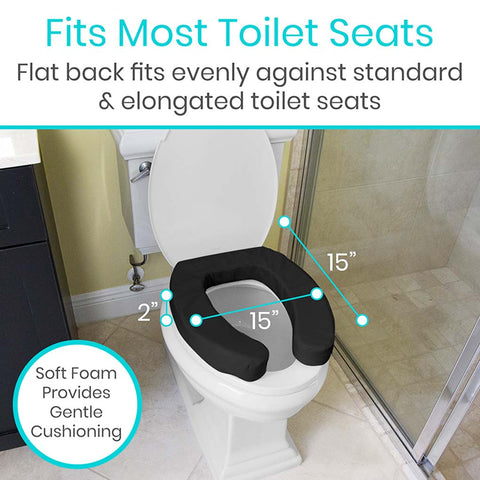 Cushioned Toilet Seat Riser, Black, 2 Inch Soft