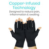 Copper Arthritis Gloves, Fingerless