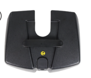 Black Vive scooter battery pack case with a U-shaped cutout, top view
