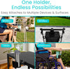 Cup holder clamped to a walker, a stroller, a table and a wheelchair
