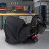 Black Vive cover over a mobility scooter parked in a garage