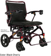 Pride Jazzy Carbon HD folding power wheelchair with a dark red frame
