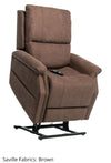 Pride VivaLift! Metro 2 power lift recliner in brown fabric, raised to stand