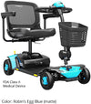 Pride Go Go Elite Traveller Platinum 4-wheel scooter with matte light blue trim