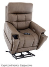 Pride VivaLift! Ultra power lift recliner in cappuccino fabric, raised to stand